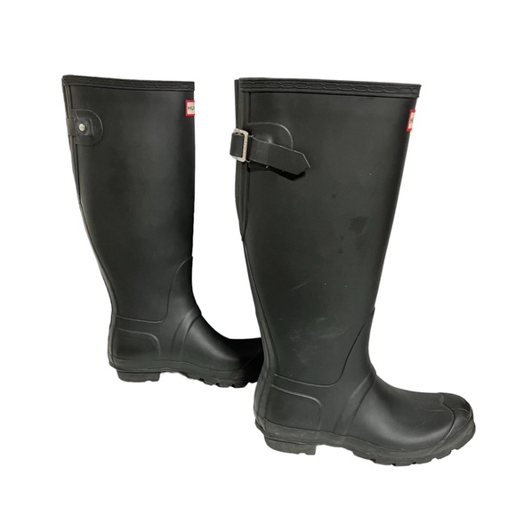 Hunter Women’s Original Tall Black Adjustable Rubber Rain Boots Size 7 - Picture 5 of 14
